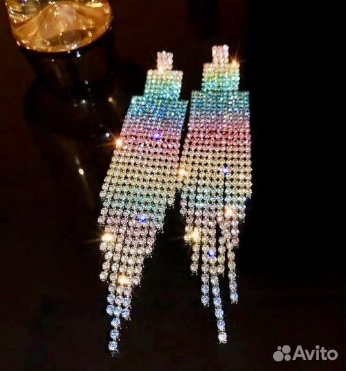 Сияющие Новогодние серьги стразы