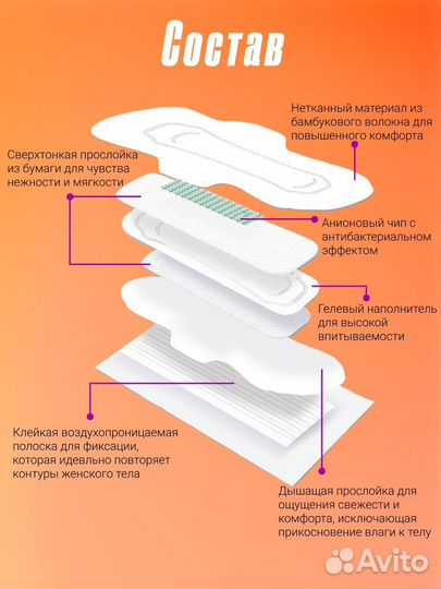 Анионовые дневные прокладки 6 капель 8шт х 10 шт