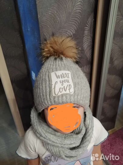 Шапка и снуд для девочки зима