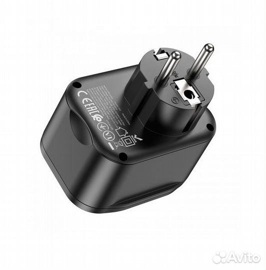 Розетка 4000w 2 USB + Type-С 18w 3A Hoco NS3