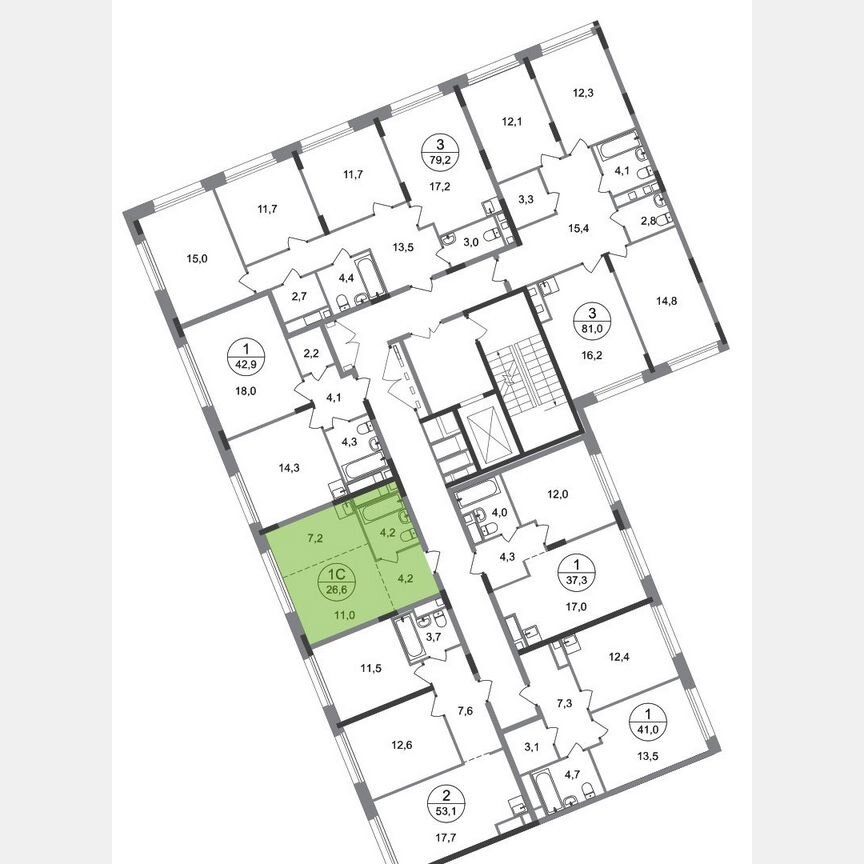 Квартира-студия, 26,6 м², 7/17 эт.