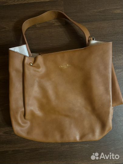 Сумка кристиан диор с ручками коричневая