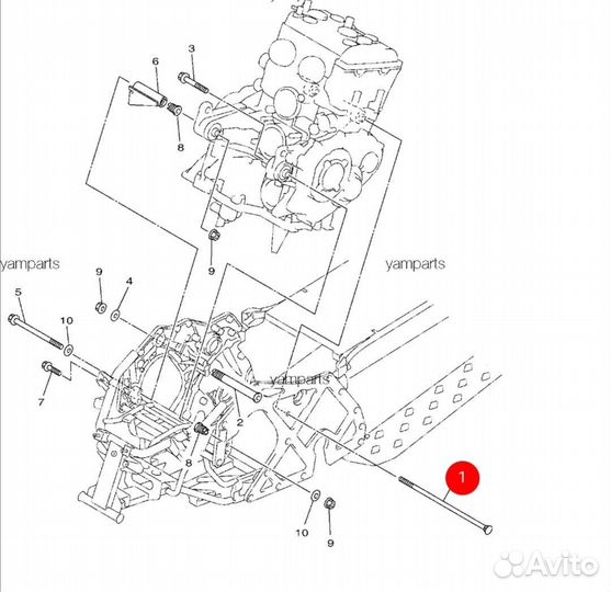 Новый оригинальный болт двигателя Yamaha Vk 10
