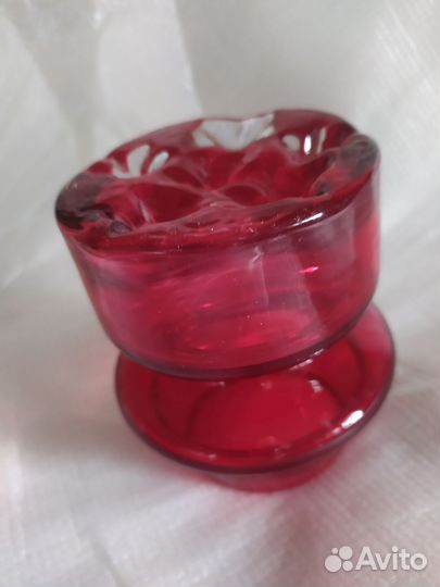 Подсвечник Красный май рубиновое стекло