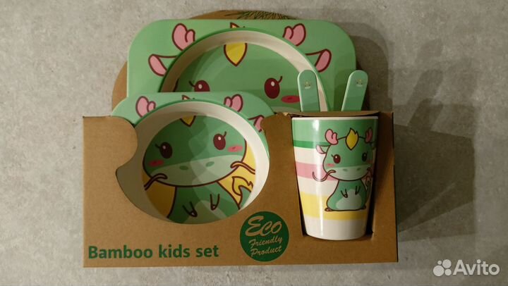 Набор детской посуды из бамбука