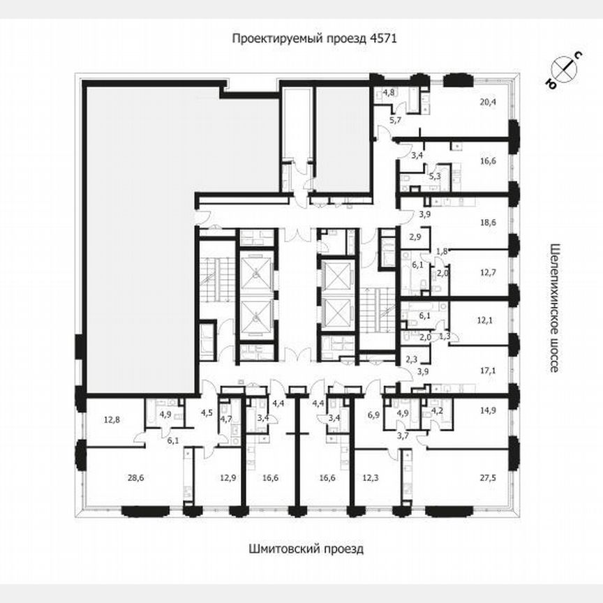 2-к. квартира, 74,4 м², 2/36 эт.