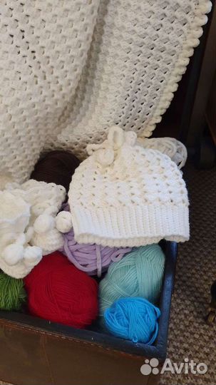 Комплект детский плед, шапочка, пинетки