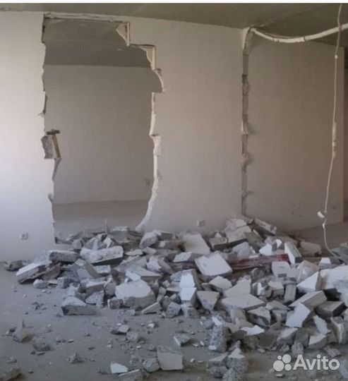 Демонтаж стен, помещений, сооружений