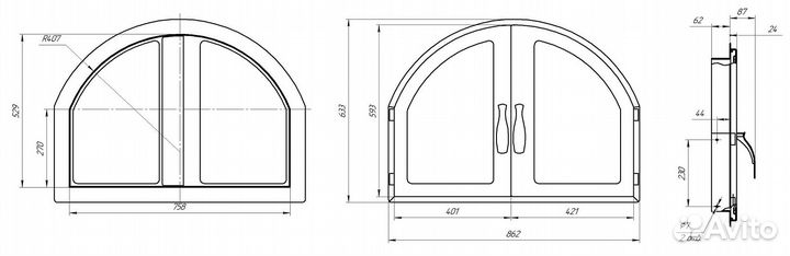 Дверка для печи со стеклом