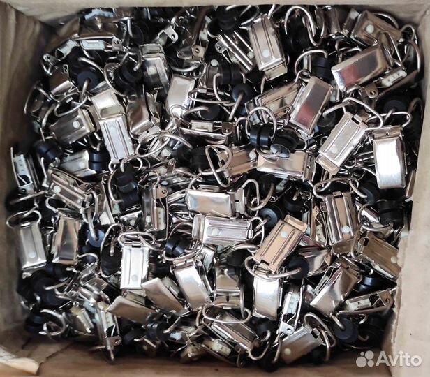 Клипсы-зажим для штор с роликами металлические