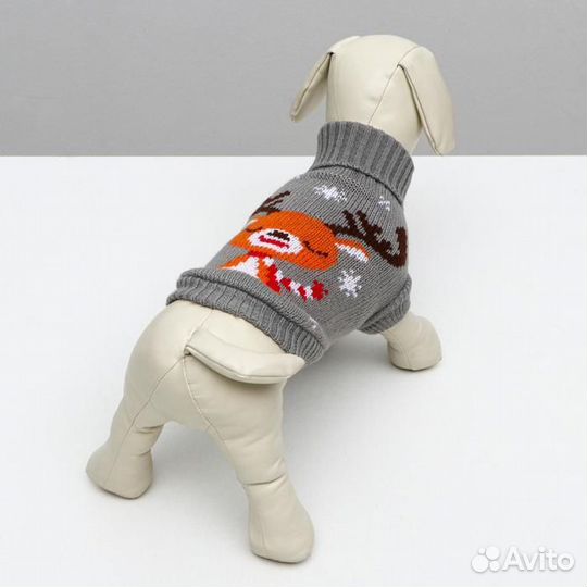 Свитер 'Олень на сером', 3XL (дс 46, ош 46, ог 38