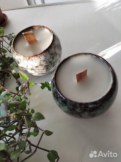 Свечи ручной работы из кокосового воска массажные