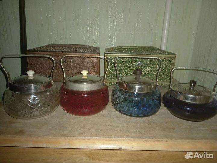 Сахарницы 60е годы, СССР, винтаж, цветное стекло