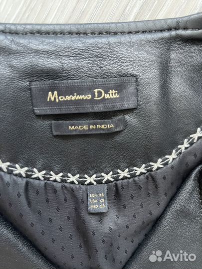 Кожаная куртка косуха massimo dutti xs