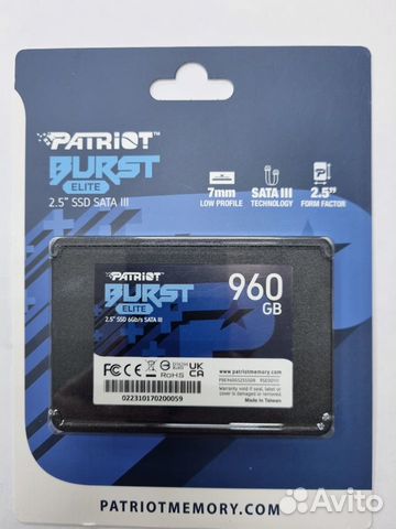 Patriot Memory Burst Elite 960 гб SATA 2,5 NEW
