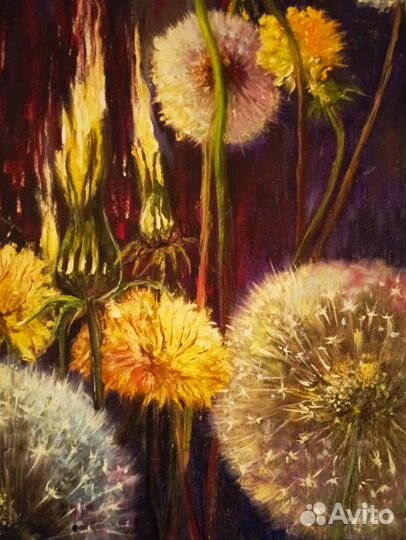 Картина масло Одуванчики