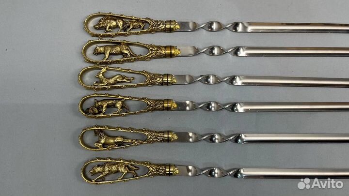 Шампуры в чехле, ручки из латуни 