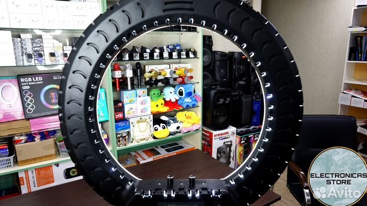 Кольцевая Лампа 54 см со Штативом Ярко-Бежевая