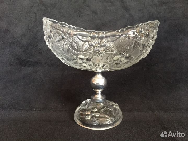 Ваза на серебряной ножке и Чаша. Хрусталь СССР