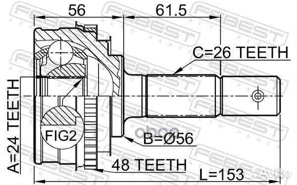 ШРУС наружный к-кт 24x56x26 Toyota Cynos (EL54)