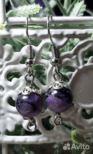Серьги с чароитом