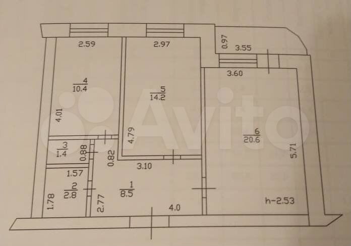 2-к. квартира, 58 м², 4/9 эт.