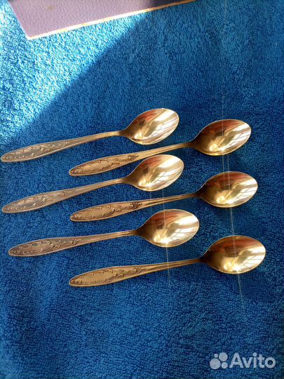 Набор чайных ложек с позолотой времён СССР