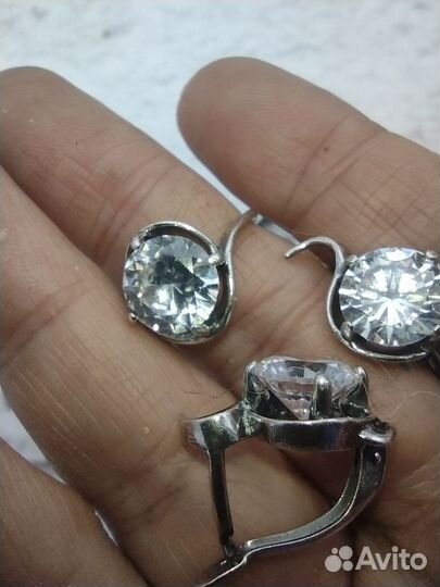 Кольцо серьги хрусталь винтаж