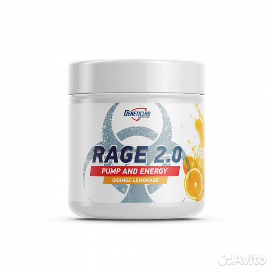 Энергетик Geneticlab Nutrition Rage 2.0, 240 г, ап