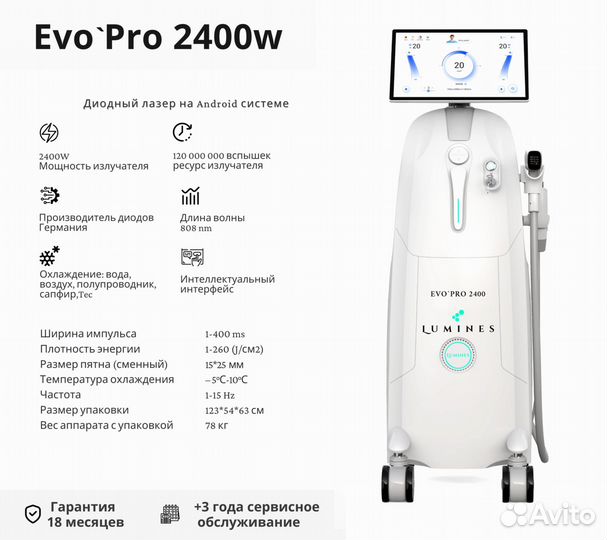 Диодный лазер люминес Evo-Pro 2400W