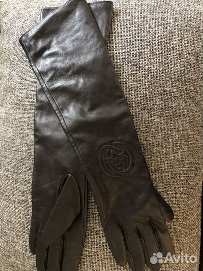 Перчатки длинные кожанные Гуччи