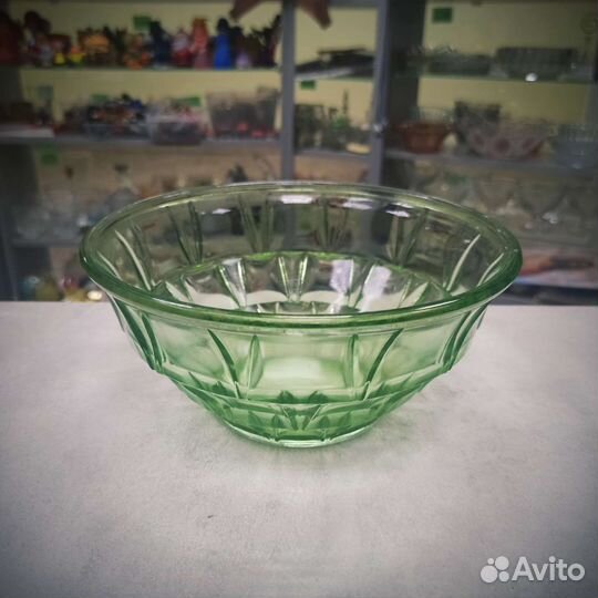 Зелёная Ваза Конфетница Зелёное Стекло СССР Ретро