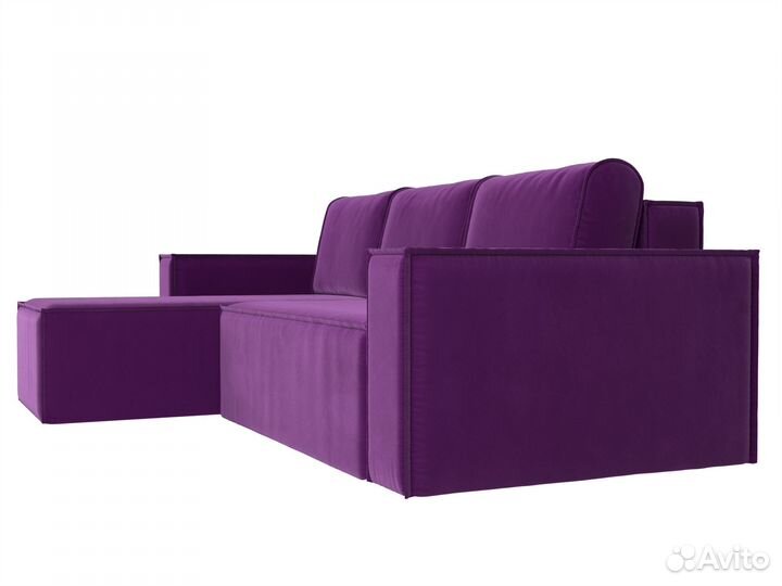 Угловой диван Куба левый угол, микровельвет, фиолетовый