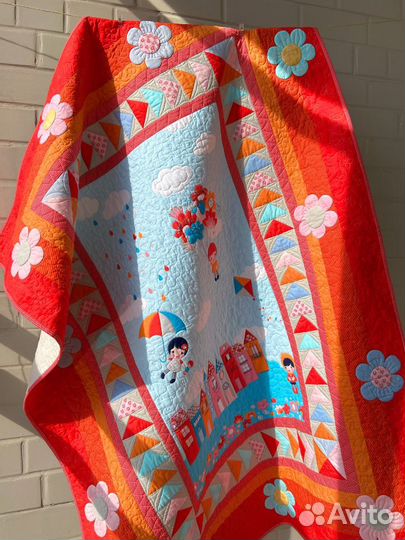 Лоскутное одеяло в подарок, Одеяло-плед для девочк