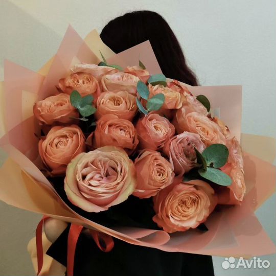 Розы пионовидные с доставкой круглосуточно