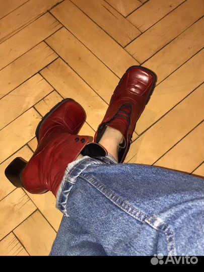 Ботильоны ботинки женские красные 37 винтаж