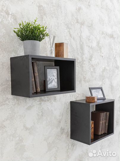 Настенный полки чёрные 2 шт