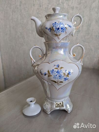 Самовар фарфоровый + чайник новые СССР