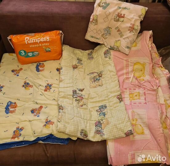 Бортик, одеяло, подушечка, матрасик в коляску