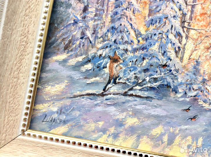 Картина «Солнечный день. Охотница» зимний пейзаж