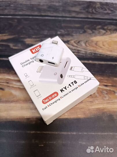 Lightning на aux с зарядкой переходник новый