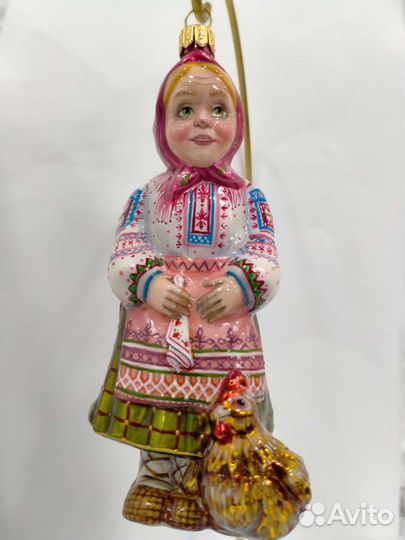 Ёлочная игрушка Бабушка с курочкой