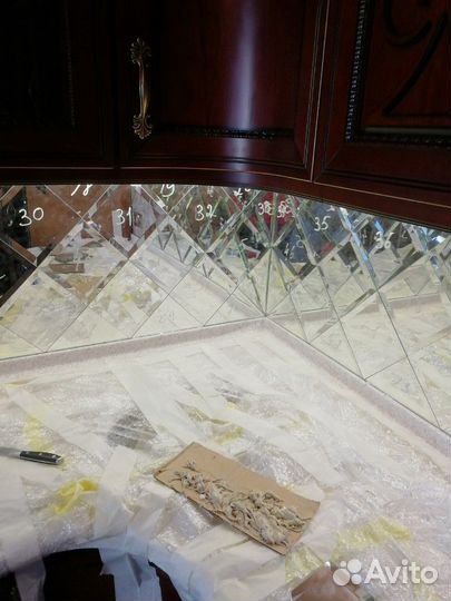 Фартук пано мазайка ромб зеркало мебель