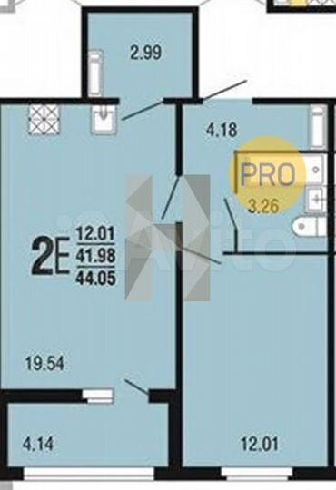 1-к. квартира, 44 м², 2/10 эт.
