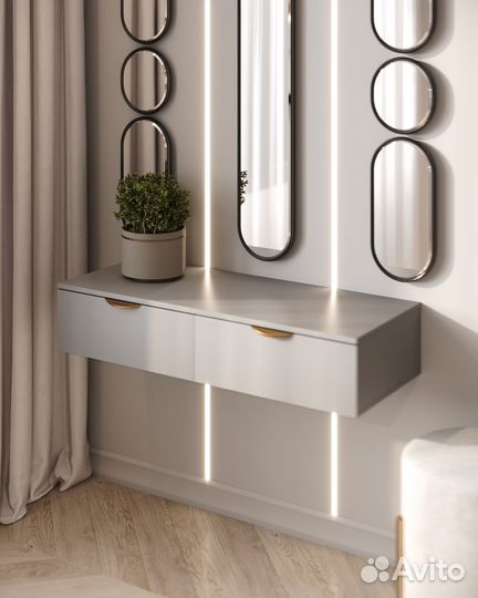 Консоль подвесная фасад прямой серый