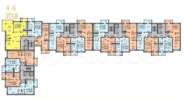 1-к. квартира, 61,5 м², 5/8 эт.