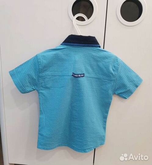 Рубашка голубая для мальчика с бабочкой 92 размер