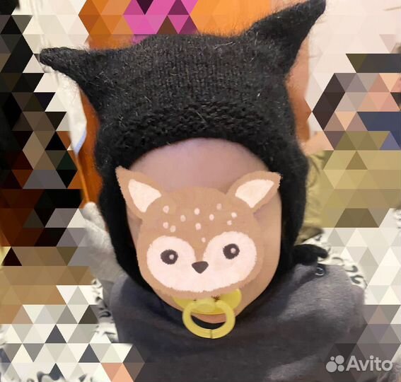 Шапочка с ушками для малышки из пуха норки