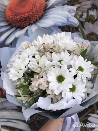 Букет с ромашками и альстромерией