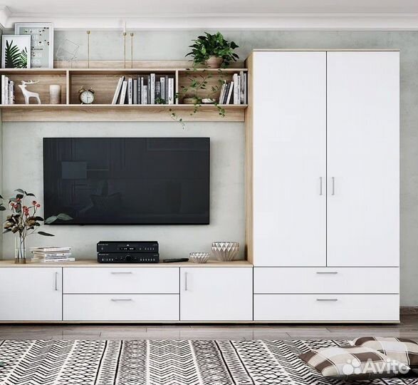 Шкаф распашной с ящиками белый